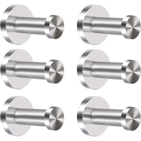 Set di 6 ganci appendiabiti da parete in acciaio inossidabile, adatti per accappatoi, asciugamani, bagno, camera da letto, cucina... (1/4)