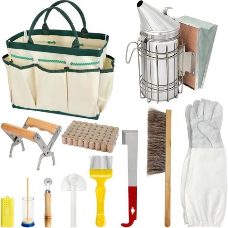 Kit d’initiation apiculture 12 pièces – Outils complets pour débutants : fumigène, enfumoir, gant, voile, racloir, pinces, cadre, ruche, etc. (1/5)