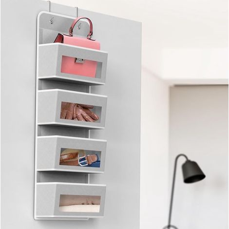 Organizador de pared colgante para puerta，Bolsa de almacenamiento colgante que ahorra espacio con 4 compartimentos，Bolsas de almacenamiento (1/4)