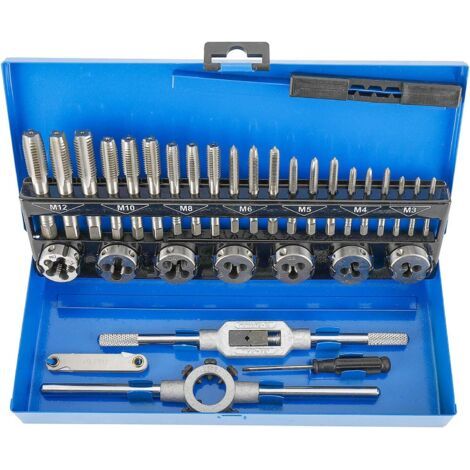 Jeu d'outils de taraudage et de filière, ensemble métrique de 32 pièces en acier trempé, outils de base pour le filetage et référence avec étui de rangement (1/5)