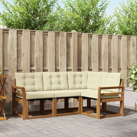Outdoor-Sofagarnitur mit Kissen 4 pcs Natur und Creme (1/5)