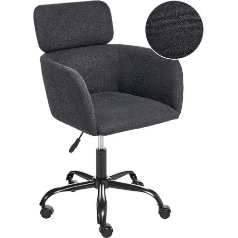 Sedia da ufficio girevole moderna Poltrona Altezza regolabile Boucle Nero Alena (1/5)