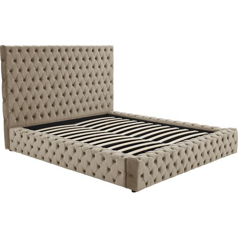Letto con contenitore Chesterfield 160 x 200 cm Velluto Tortora - DULENI