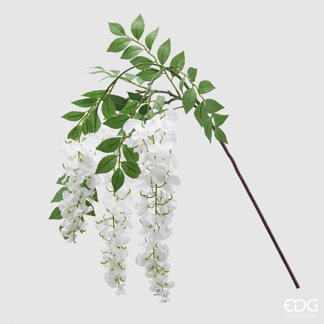 EDG Enzo De Gasperi Glicine Ramo x3 con Foglie H 50 Cm Pianta Artificiale Colore Bianco (1/2)