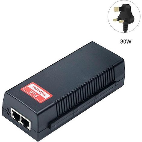 PSE30TG 30W PoE-Injektor, 10/100/1000 Mbit/s Einzelport-Adapter, IEEE802.3af/at-konform, UK-Stecker, Gigabit-Netzwerkstromversorgung, PoE-Injektor für IP-Kameras und Access Points