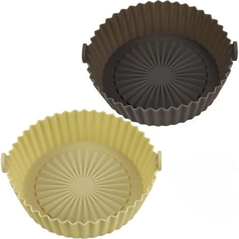 2 moldes de silicona para freidora de aire y horno microondas, color gris/beige, 16,5 cm. (1/5)
