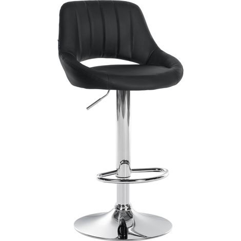Sgabello da bar x1 con poggiapiedi girevole e regolabile in PVC nero e metallo 100005212