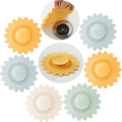 Lot de 6 Bouchons de Vidange en Silicone,Bouchon Baignoire Universel pour Baignoire Filtre de Protection pour Sol Buanderie Cuisine et Salle de Bain,Bouchon Evier Silicone (4 Couleurs) (1/5)