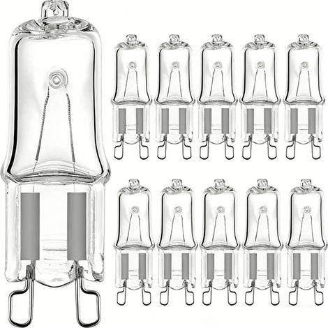 Ampoule halogène G9 28W – Lumière blanche chaude 2700k – Tension 230V – Lot de 10 ampoules – Durée de vie jusqu'à 3000h, Capsule transparente pour éclairage commercial et domestique (1/5)
