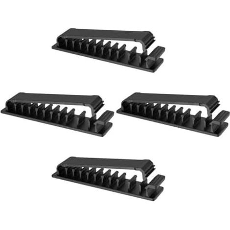 Set di 4 clip organizer per cavi USB, ideali per ufficio, auto e postazione di lavoro, con retro adesivo. (1/5)
