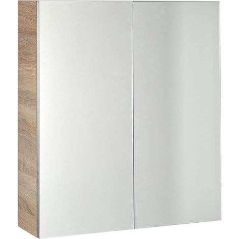 Aqualine Vega - Armario con espejo 60x70x18 cm, roble platino VG860 (1/5)