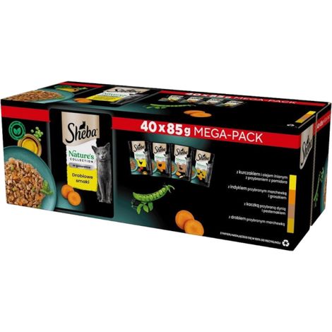Nassfutter für Katzen von Sheba Nature's Collection, Geflügelgeschmack, in 40 x 85 g Beuteln (1/3)