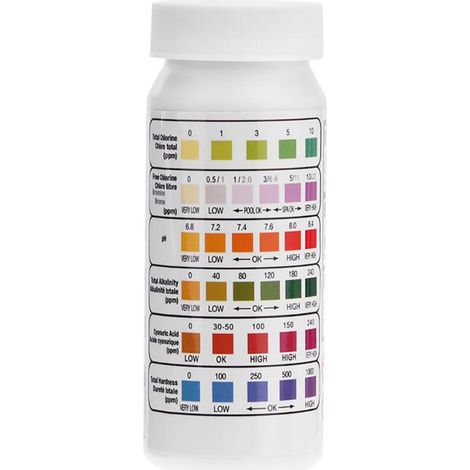 Test Strips - PH Alkalinity Chlorine Hardness Cyanuric Acid Total Chlorine - For Swimming Pool Spa Hot Tub - 50 Pieces (1/5)