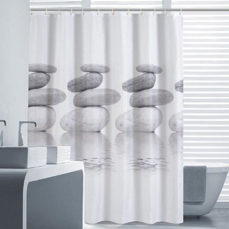 Duschvorhang - Lifewit - Kieselsteinmuster - Wasserdicht - 180x180cm - 12 Hakenringe