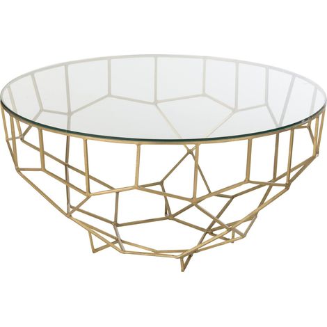 Table basse dorée en métal et verre design contemporain élégant - Doré finition brillante et verre transparent (1/5)