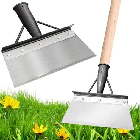 Pelle Jardin, Multifonctionelle Grattoir à Pousser Plat, 20cm Pelle Jardinage en Acier au Manganèse, Outils Jardinage pour Désherber, Enlever Mousse et Nettoyer (sans Manche en Bois) (1/5)