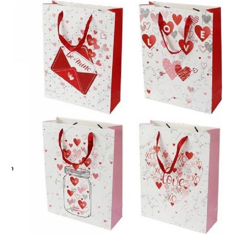 Set 6 Sacs Cadeaux San Valentino 25.5x33x10cm 71088 Motifs Assortis (1/2)