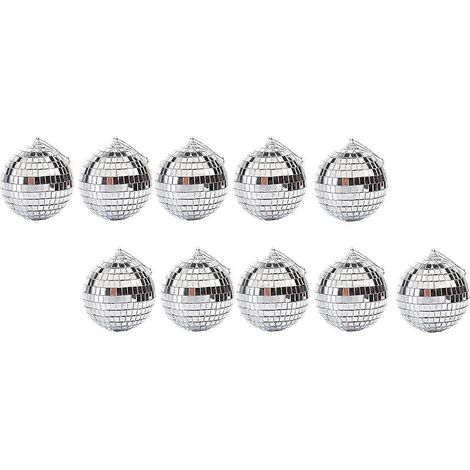 Ensemble de 18 boules décoratives argentées à effet miroir, boules de Noël suspendues en verre disco. (1/5)