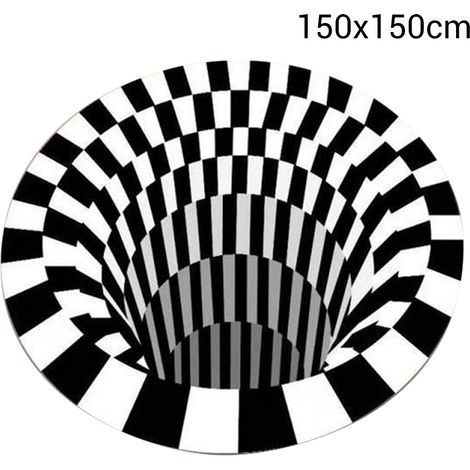 Tapis rond 3D effet visuel - Pour salon et entrée - Illusion d'optique - Expérience visuelle unique