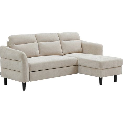 Divano letto angolare reversibile in tessuto testurizzato beige - VANERSI
