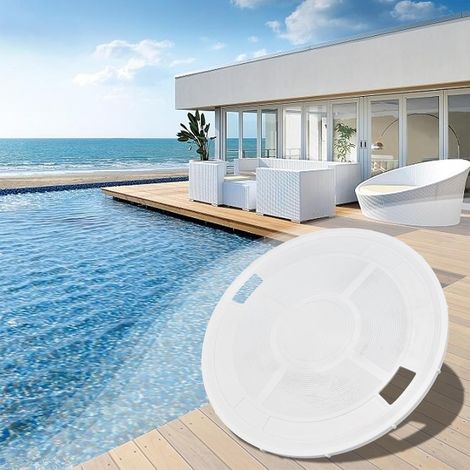 Skimmer Pool Cover 23 cm, Durable Plastic Skimmer Lid Spare Part for PENTAIR Lid Skimmer Pis Cine Basket Prevents Obstructions, White (1/5)
