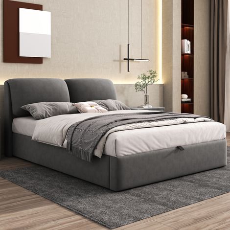 letto letto matrimoniale contenitore 140x200 grigio OKMYHOME