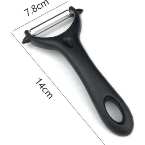 Juego de 2 peladores universales de acero inoxidable para verduras y frutas – Mango ergonómico negro y verde – Hoja afilada (1/3)