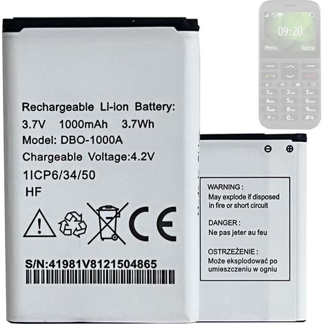 Batterie d'origine DBO-1000A pour Doro 2404, Doro 1370, Doro 5860, Doro 6040, Doro 6060, Doro 6820, Doro 6880 (1/5)