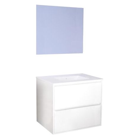ONDEE ZEN - Meuble Salle de Bain BELIS - A Suspendre - Miroir Suspendu - 80cm Finition Blanc (1/4)