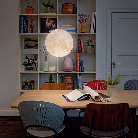 Lampadario moderno a forma di luna, lampadario creativo a forma di pianeta, adatto per ristorante, bar, casa, cameretta dei bambini, attacco E27, lampadario 15x15 cm (1/4)