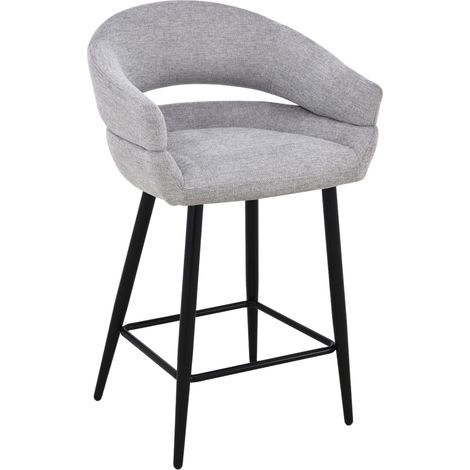 Taburete de bar tapizado OVIO, gris, 65 cm