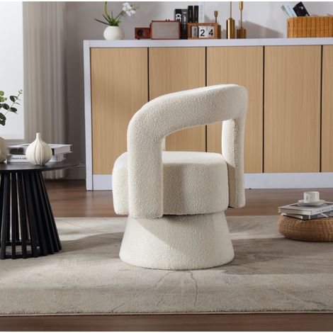 Fauteuil pivotant 67x55x74 cm en tissu beige, 360° gain de place pour salon FloraGrace (1/5)