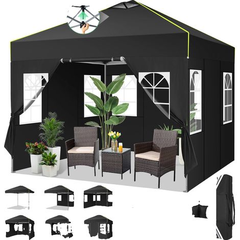 Abri de jardin, Design étanche, Montage facile en pop-up, Noir (1/2)