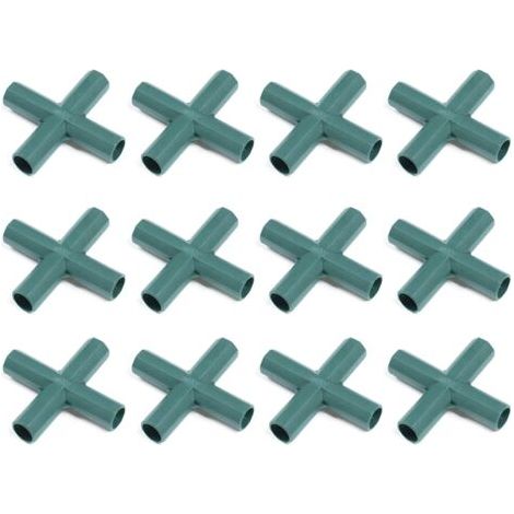 Lot de 12 connecteurs robustes en PVC pour cadre de serre 4 voies 16 mm