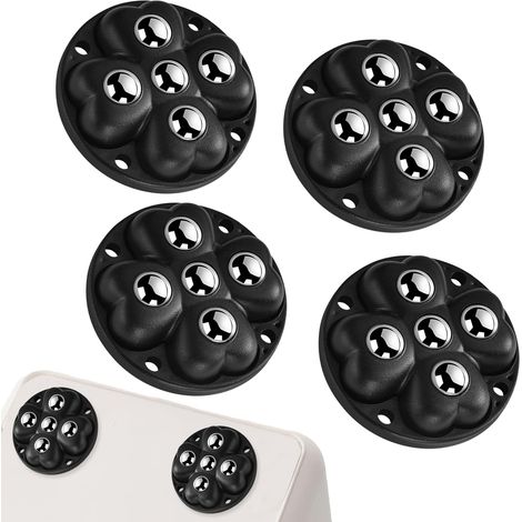 Roulettes pour meubles auto-adhésives, lot de 4, charge 100 kg, rotation 360° pour meuble, armoire, dressing Roulette meuble pratique, déplacement facile, noir (1/5)