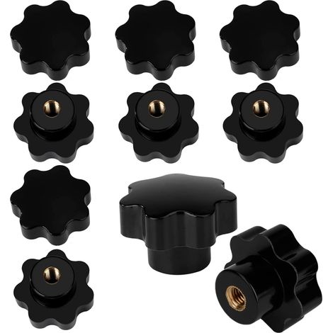 10 Pièces - Bouton De Serrage - Poignée En Étoile - Filetage Femelle M8 - Pour Réglage Manuel Et Équipement Industriel - Noir - 40x28cm