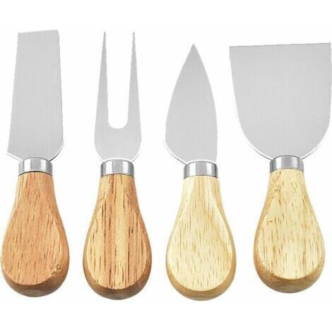 Set of 4 cheese knives with acacia wood handle (1/5)
