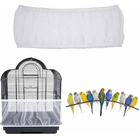 Filet de protection pour cage à oiseaux T-Audace en nylon, blanc, ventilé et anti-poussière.