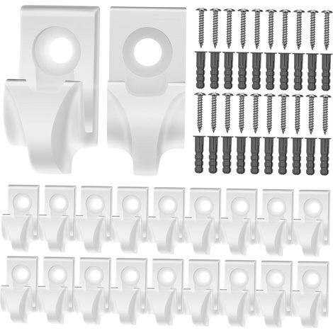20 crochets muraux bois, blanc, pour salle de bain et bureau (1/5)