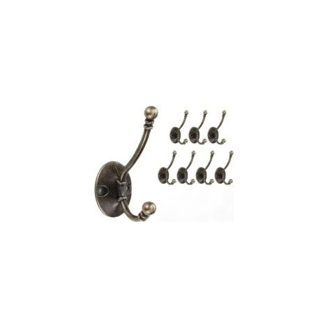 Vintage Wandgarderobe, 8 robuste Metallhaken, Doppelhaken zum Aufhängen von Kleidung, Jacken, Bademänteln und Handtüchern - Crezuo (1/4)