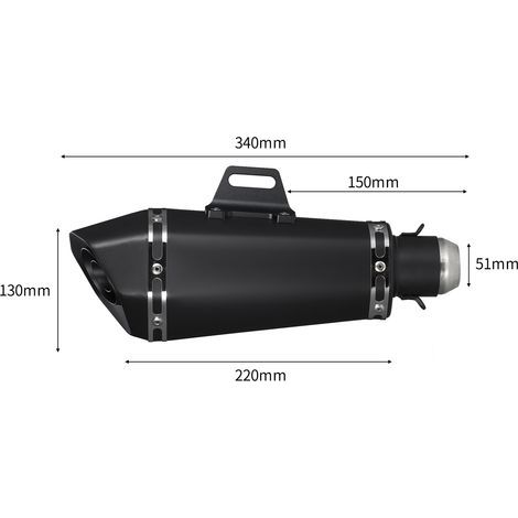 Zoternen 1,5-2 '' Entrée Motorcycle Échappement Muffler Pipes Unversal Slip on Silencer Fashion Style Tube de queue Remplacement résistant à haute température pour Yamaha ATV ZX6R 10R Z900 Z800 R3 R25 (1/5)