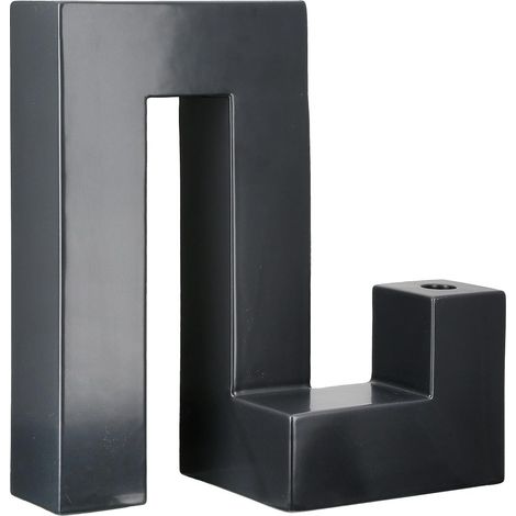 Bougeoir Vase Patras - Céramique - Forme géométrique - Noir Mat - Hauteur 32 cm x Largeur 30 cm (1/5)