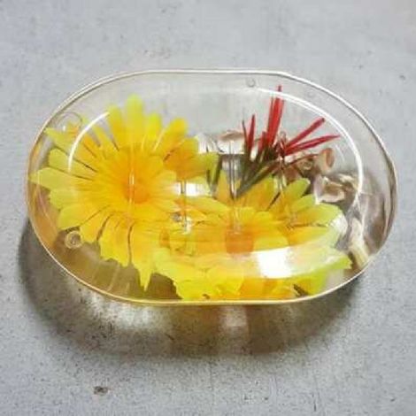 Cleafe - Porta Sapone Portasapone Decorato Fiore Girasole Bagno Accessorio 52379 -