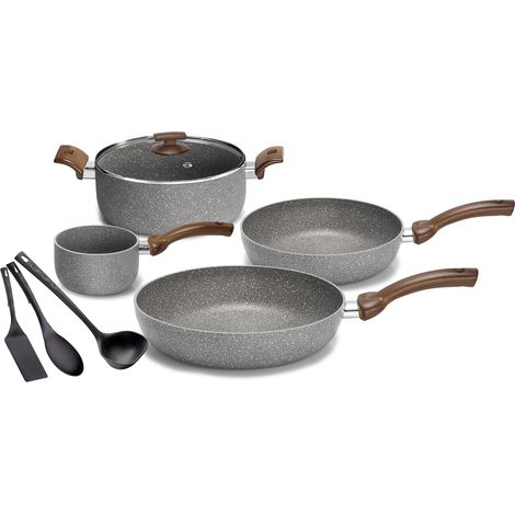 Batteria di Pentole 8 Pezzi in Alluminio Antiaderente Olympia Woody