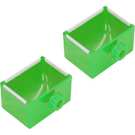 Lot de 2 gamelles pour animaux, faciles à nettoyer et à utiliser, en plastique résistant aux morsures, pour cages en acier, couleur verte. (1/5)