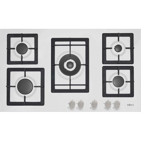 Elleci Plano 90 Weiß Eingebaut 86 cm Gas 5 Brenner