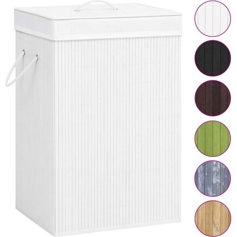Maison Exclusive - Bambus-Wäschekorb mit 2 Fächern Weiß 72 L (1/5)