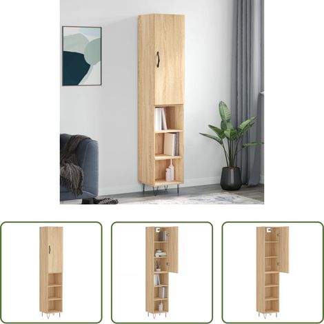vidaXL Stauraum Schrank - Highboard Sonoma-Eiche 34,5x34x180 cm Holzwerkstoff (1/5)
