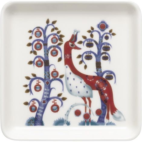 Assiette carrée Taika en porcelaine vitrocéramique, couleur : multicolore, dimensions : 12 x 12 x 1,9 cm, 1070926