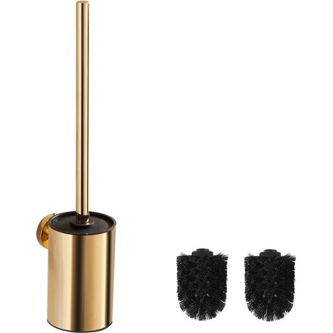 Goldene, wandmontierte WC-Bürste – 1 Stück – Rund, Edelstahl – Gründliche Reinigung und rostbeständig – Modernes Badezimmer – 8 x 8 x 18 cm (1/5)